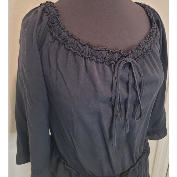Romantic Off Shoulder Ruffle Blouse Black Cottagecore Med - Picture 3 of 8